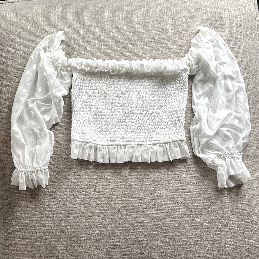 White off the shoulder crop
